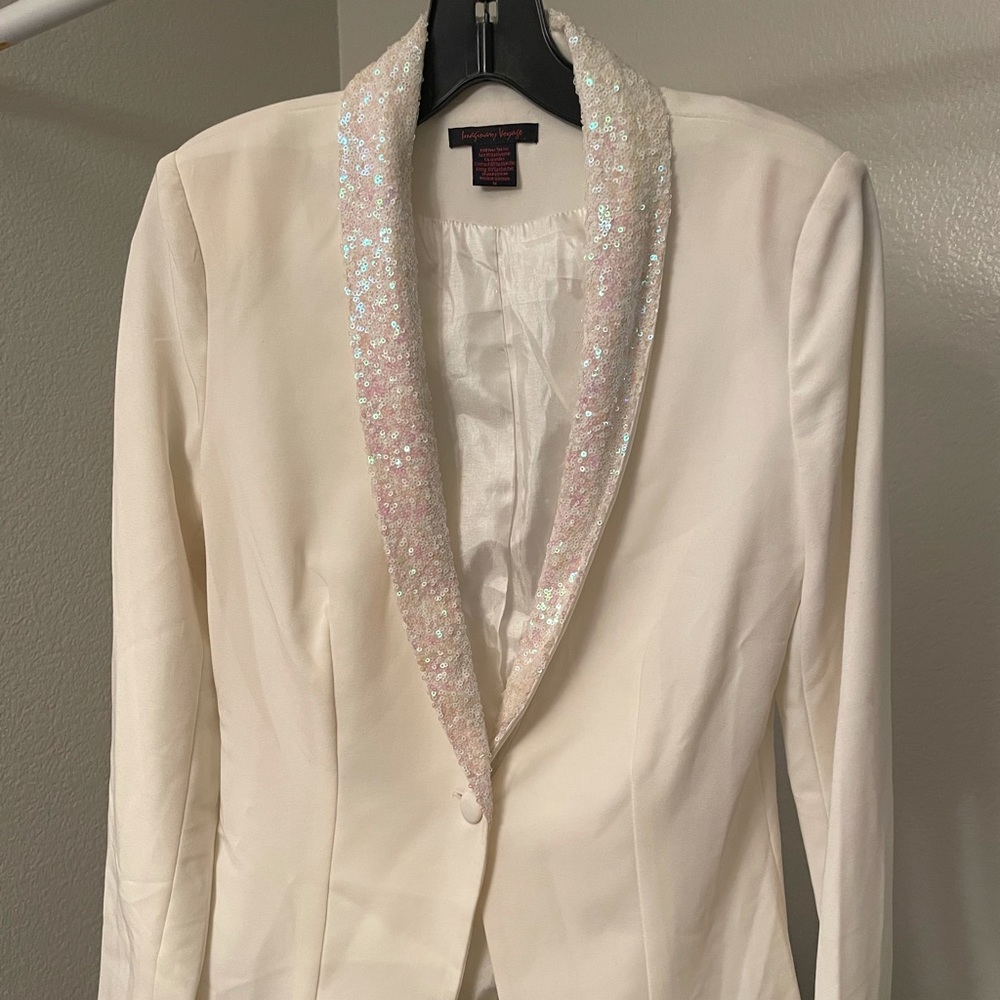 White sequin blazer